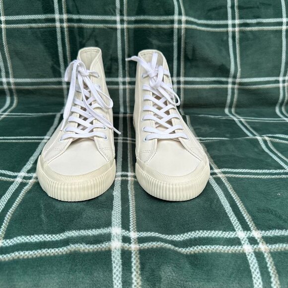 ‼️RE/DONE ‼️Women 90 Leather High-Top Sneakers Us 10 Lace Up Off White New - Picture 3 of 6